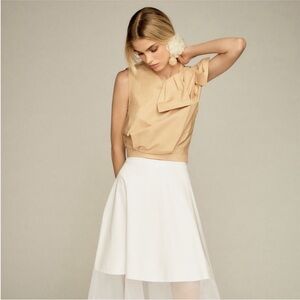 Anthropologie Maeve Poplin Bow Crop top/ blouse